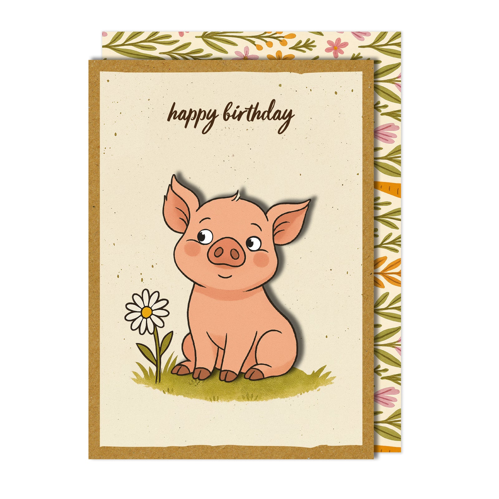 Handmade Delightful Pig Birthday Card