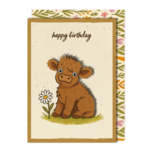 Handmade Adorable Cow Birthday Card