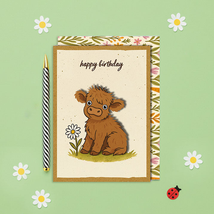 Handmade Adorable Cow Birthday Card