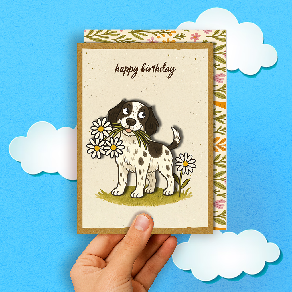 Handmade Spaniel Birthday Card