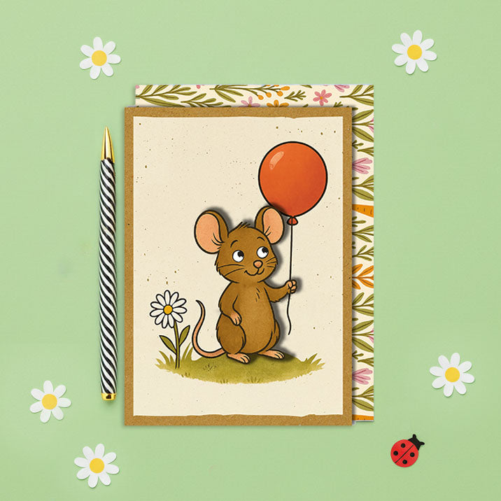 Handmade Cute Mouse Birthday Card