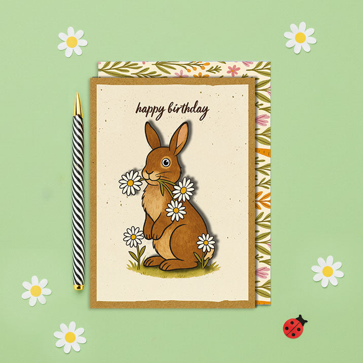 Handmade Bunny Birthday Card