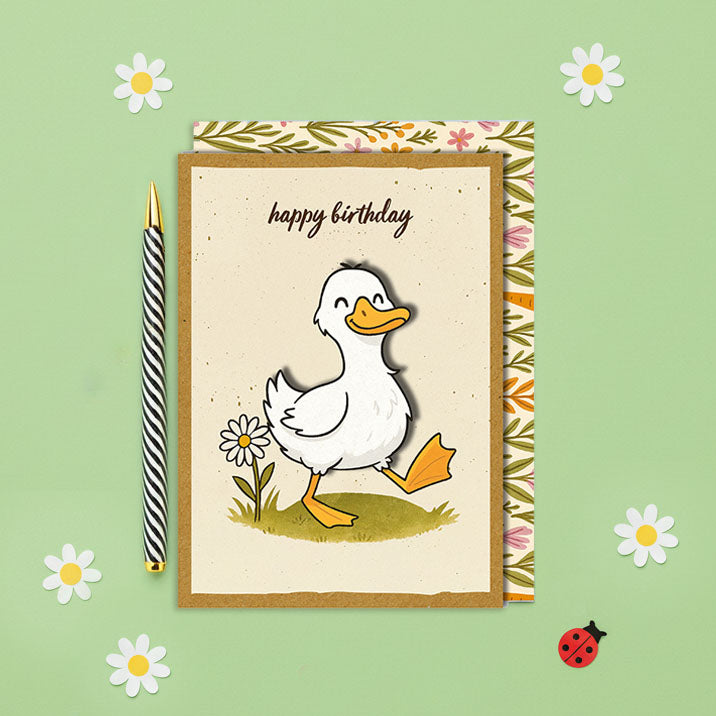 Handmade Cute Goose Birthday Card