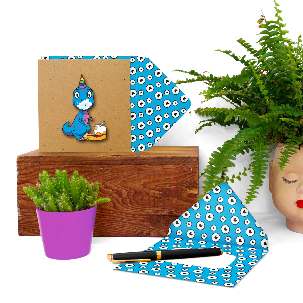 Blue Dino | Handmade Greeting Card