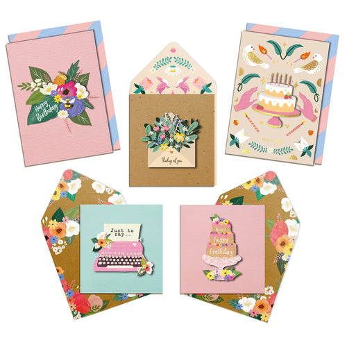 Love & Wishes - Bundle of 5 Handmade Greeting Cards