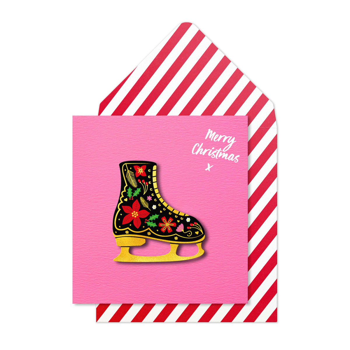 Merry Christmas Ice Skate | Handmade Greeting Card