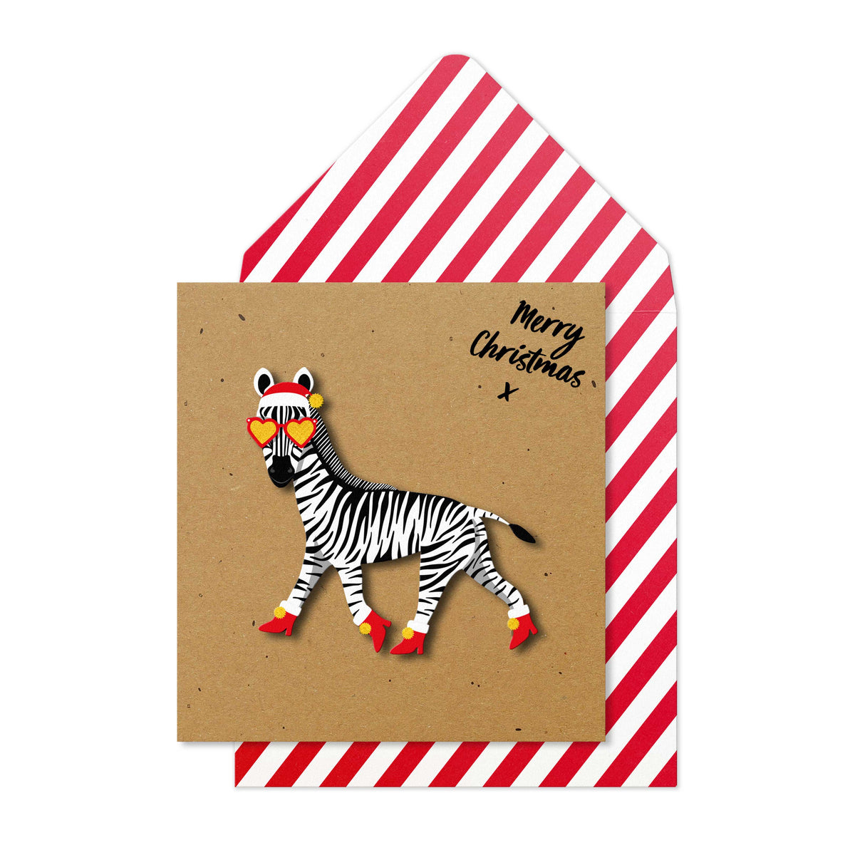 Merry Christmas Zebra | Handmade Greeting Card