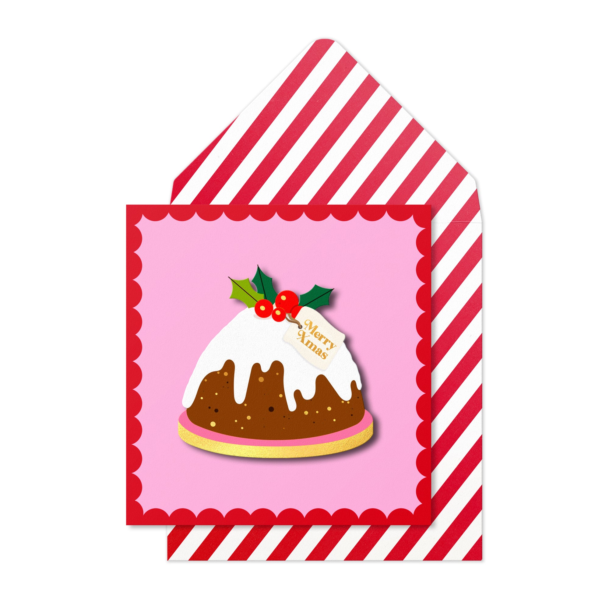 Christmas Pudding Handmade Greeting Card