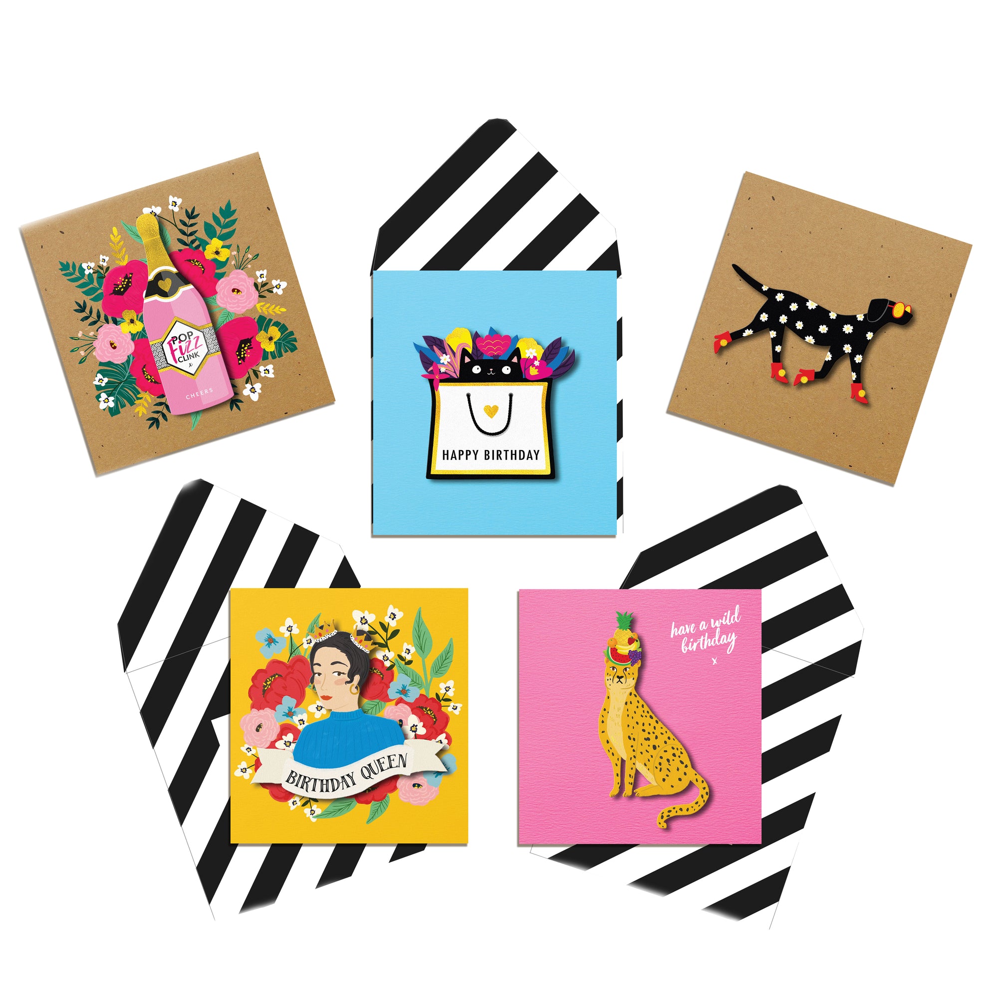 Modern Missy – Bundle of 5 Handmade Birthday Cards