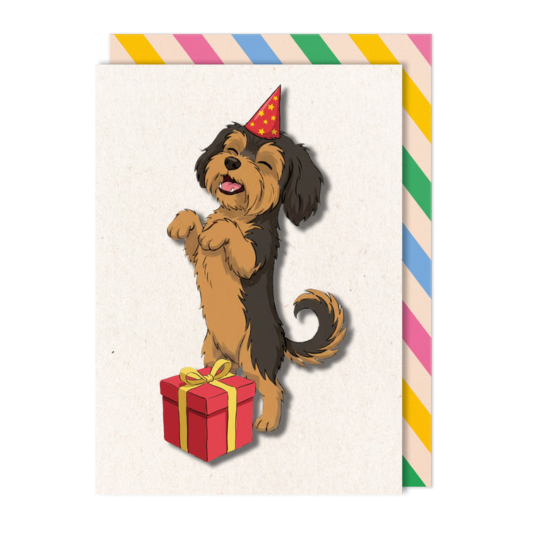 Birthday Yorkie's Birthday Present Greeting Card | Handmade Greeting Card