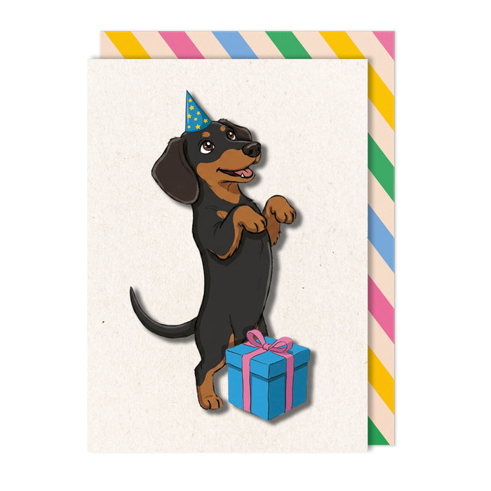 Birthday Dachshund Birthday Present Greeting Card | Premium UK Handmade Card