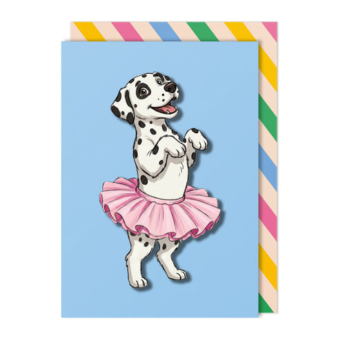 Dalmatian in Pink Tutu Greeting Card | Premium UK Handmade Card