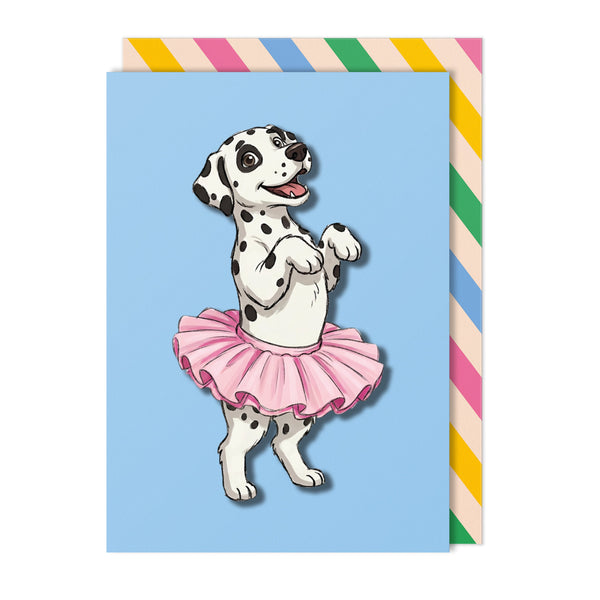 Dalmatian in Pink Tutu Greeting Card | Premium UK Handmade Card