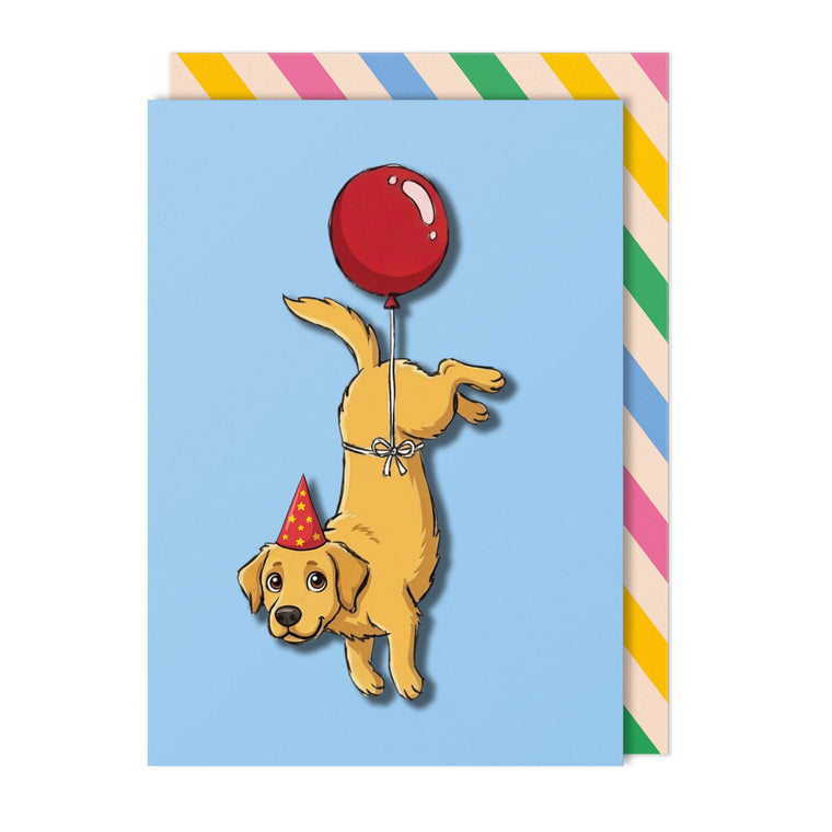 Birthday Labrador with Balloon Greeting Card | Handmade Greeting Card
