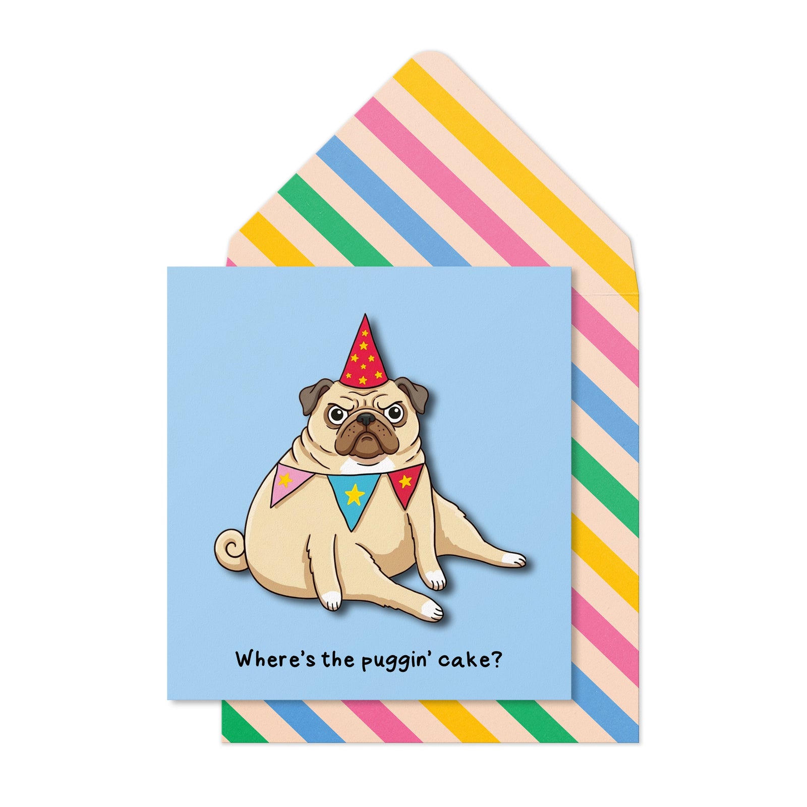 Where's the Puggin Cake Greeting Card | Premium UK Handmade Card