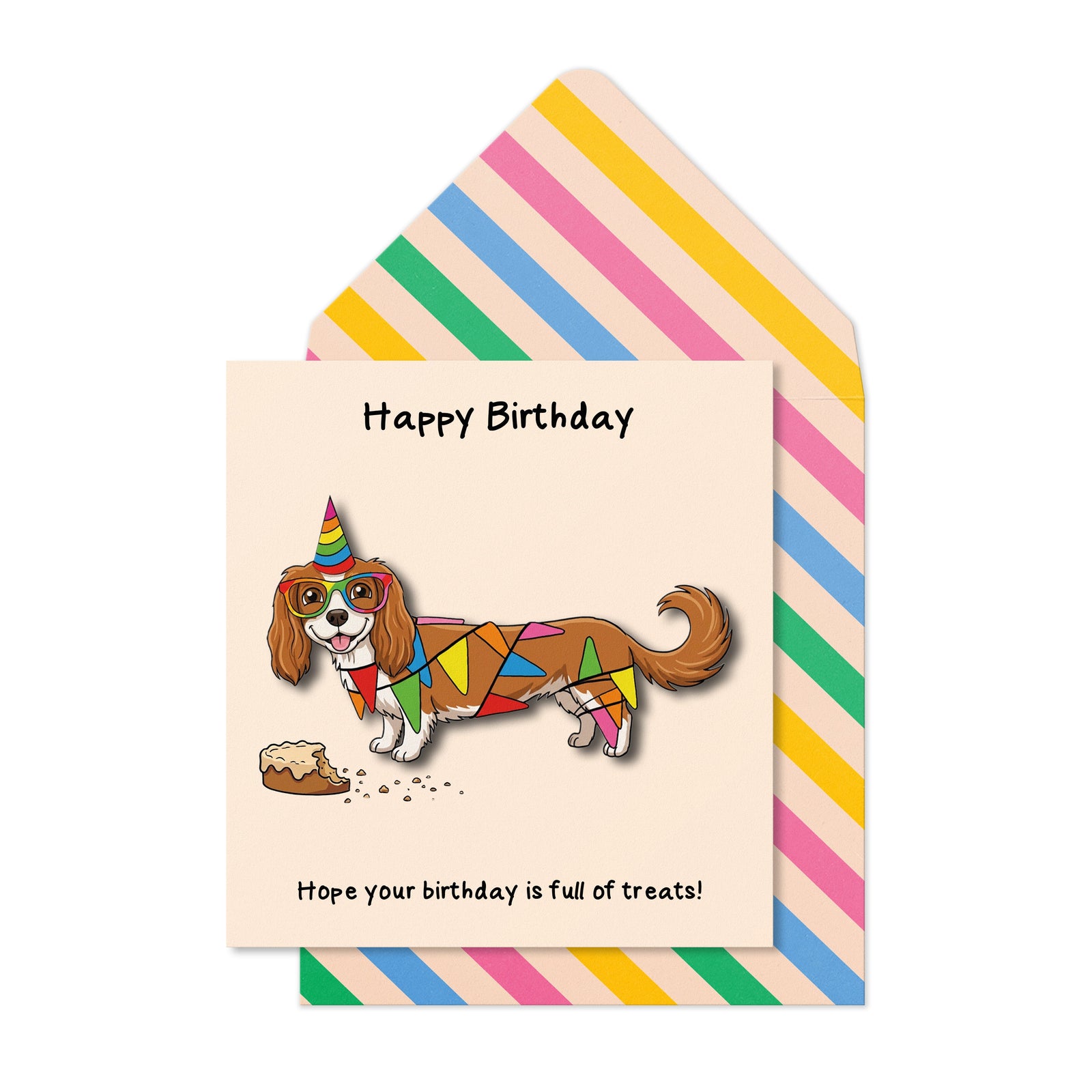 Birthday Cavalier Birthday Full of Treats Greeting Card | Premium UK Handmade Card