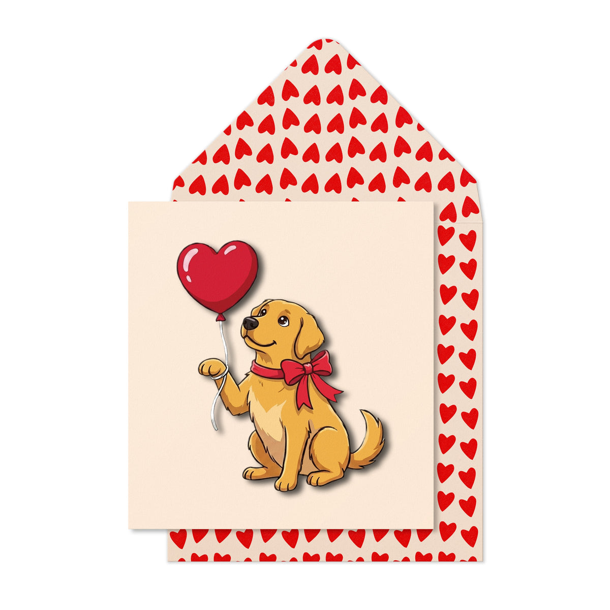 Labrador with Bow and Balloon Greeting Card | Premium UK Handmade Card