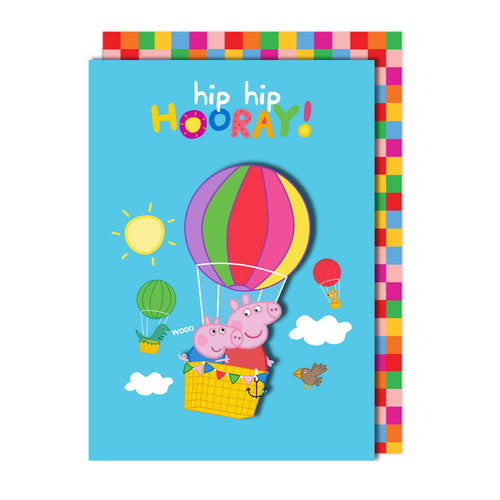 Hip Hip Hooray! Peppa Pig Handmade Greeting Card