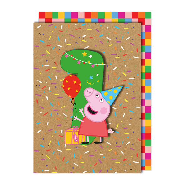 Happy 1st Birthday, Peppa Pig Handmade Greeting Card