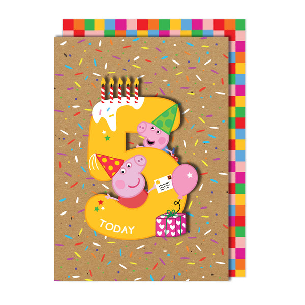 Happy 5th Birthday, Peppa Pig Handmade Greeting Card