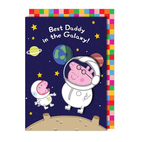 Best Daddy in the Galaxy! Peppa Pig Handmade Greeting Card