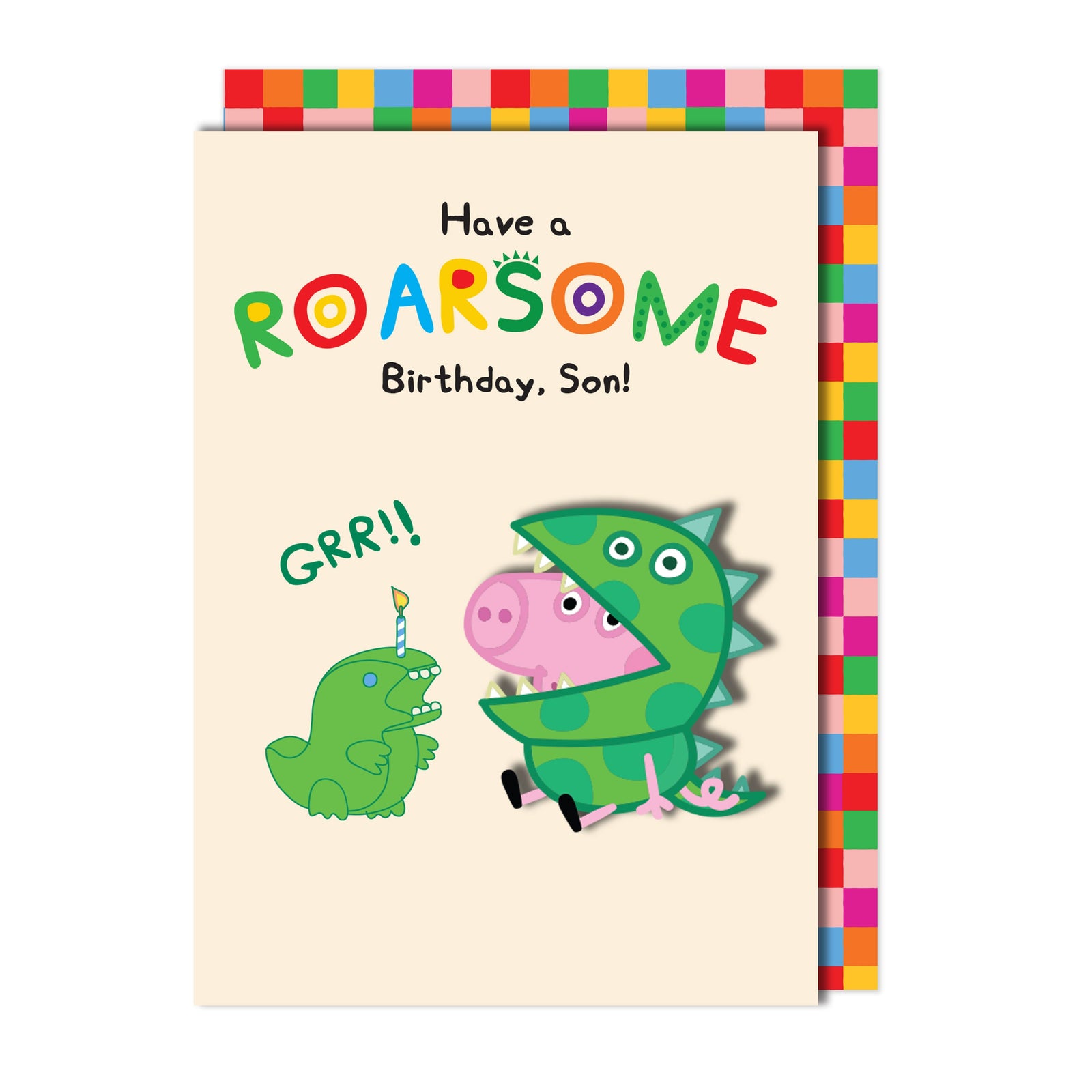 Have a ROARsome Birthday Son! Peppa Pig Handmade Greeting Card