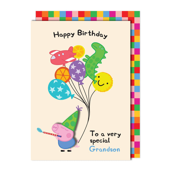 Happy Birthday Grandson, Peppa Pig | Handmade Greeting Card