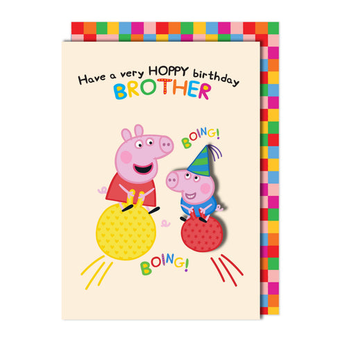 Hoppy Birthday Brother, Peppa Pig Handmade Greeting Card