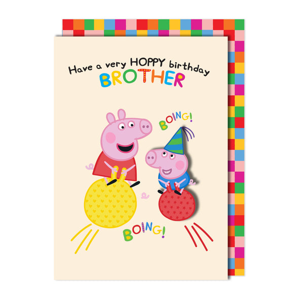 Hoppy Birthday Brother, Peppa Pig Handmade Greeting Card