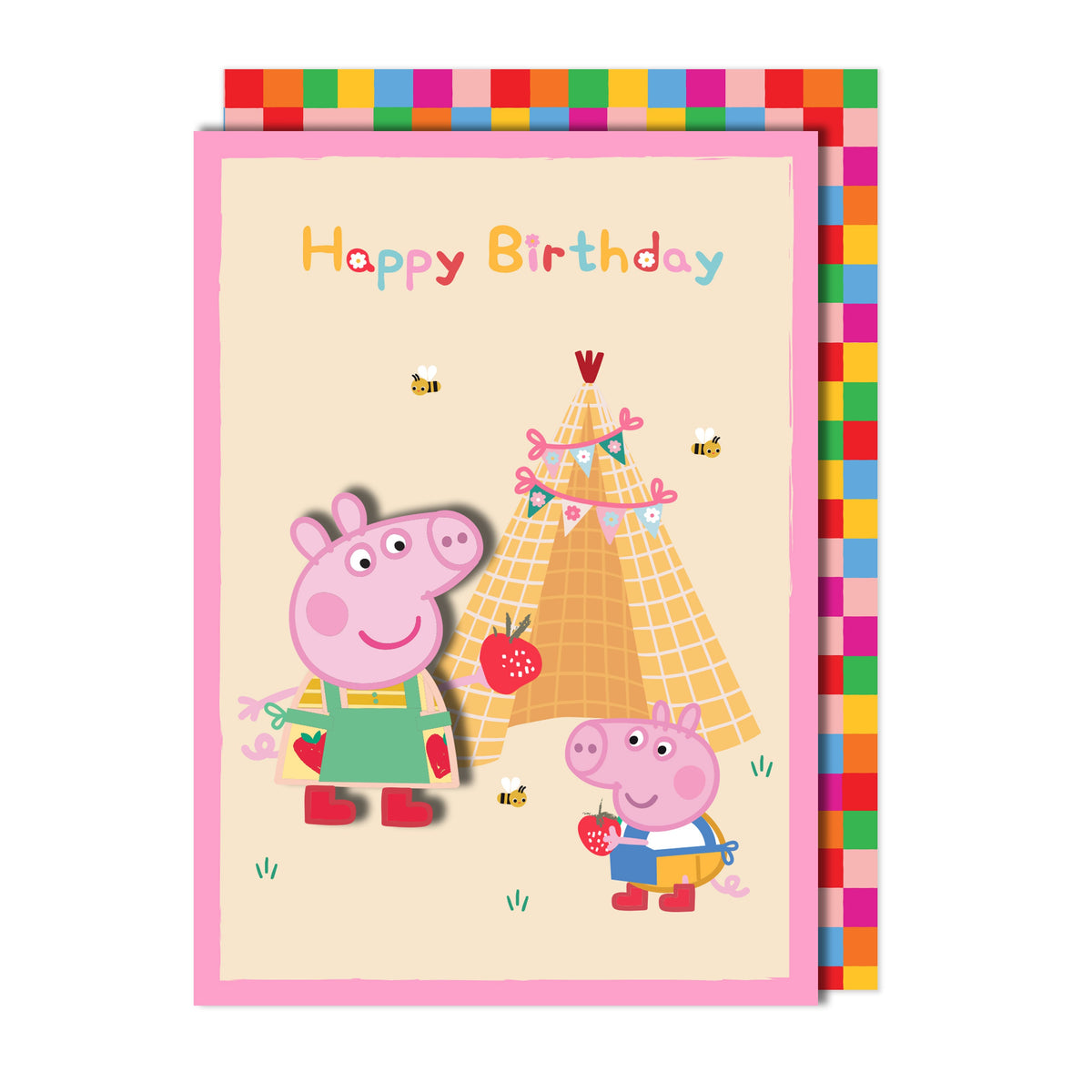 Happy Birthday Cute Tepee, Peppa Pig Handmade Greeting Card