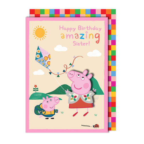 Happy Birthday Amazing Sister, Peppa Pig Handmade Greeting Card