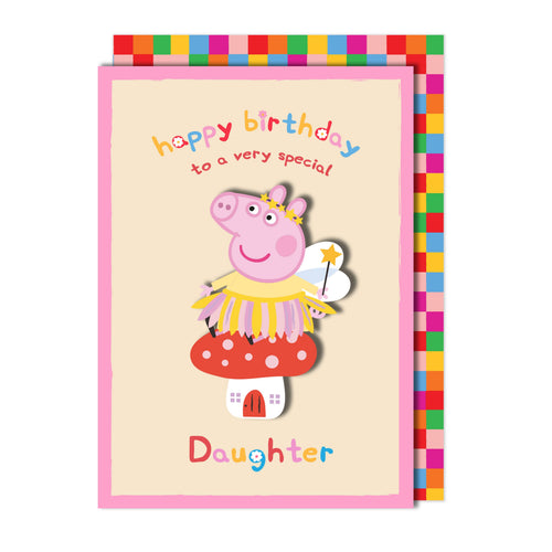 Happy Birthday Special Daughter, Fairy Peppa Pig Handmade Greeting Card