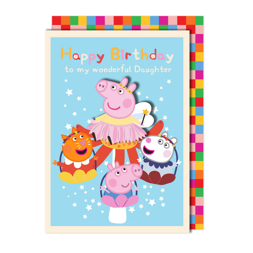 Happy Birthday Wonderful Daughter, Peppa Pig Handmade Greeting Card