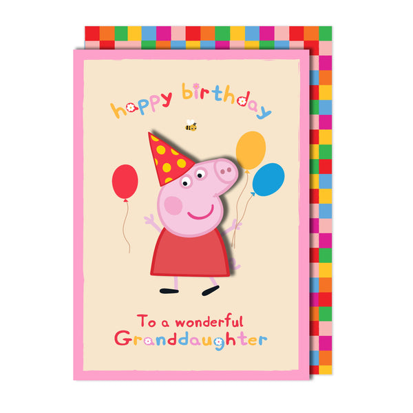 Happy Birthday Wonderful Granddaughter, Peppa Pig Handmade Greeting Card