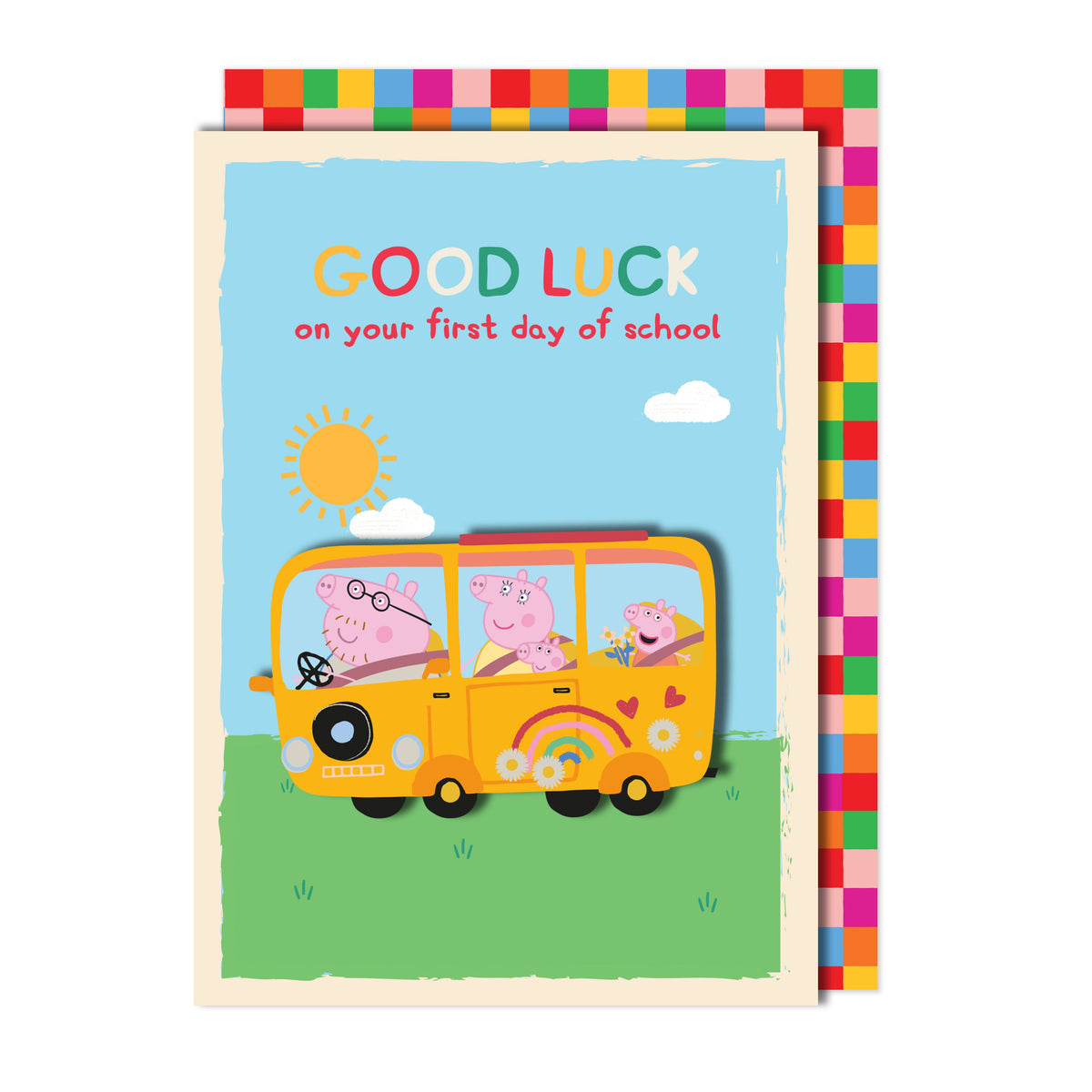 Good Luck First Day Of School, Peppa Pig Handmade Greeting Card