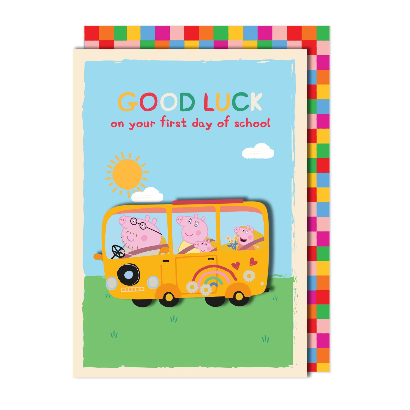 Good Luck First Day Of School, Peppa Pig Handmade Greeting Card