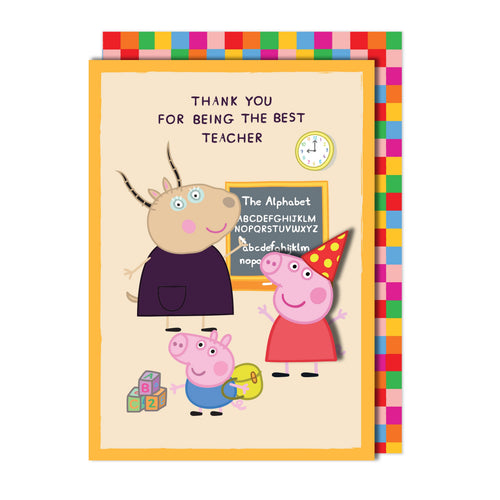 Best Teacher, Peppa Pig Handmade Greeting Card