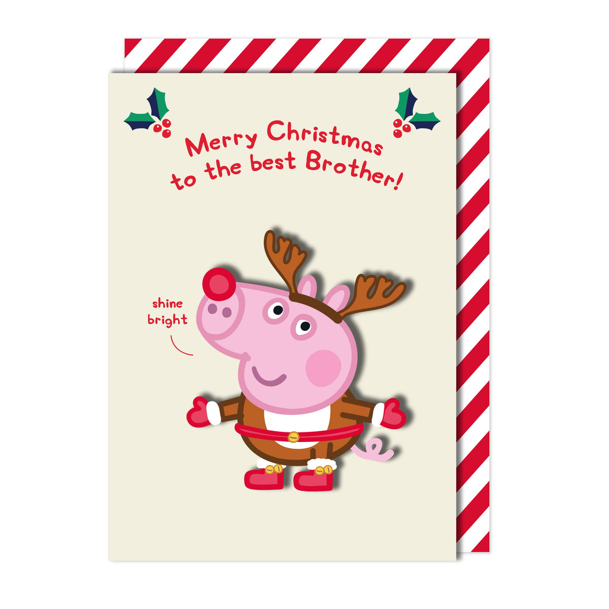Merry Christmas Best Brother! Reindeer Peppa Pig | Handmade Greeting Card