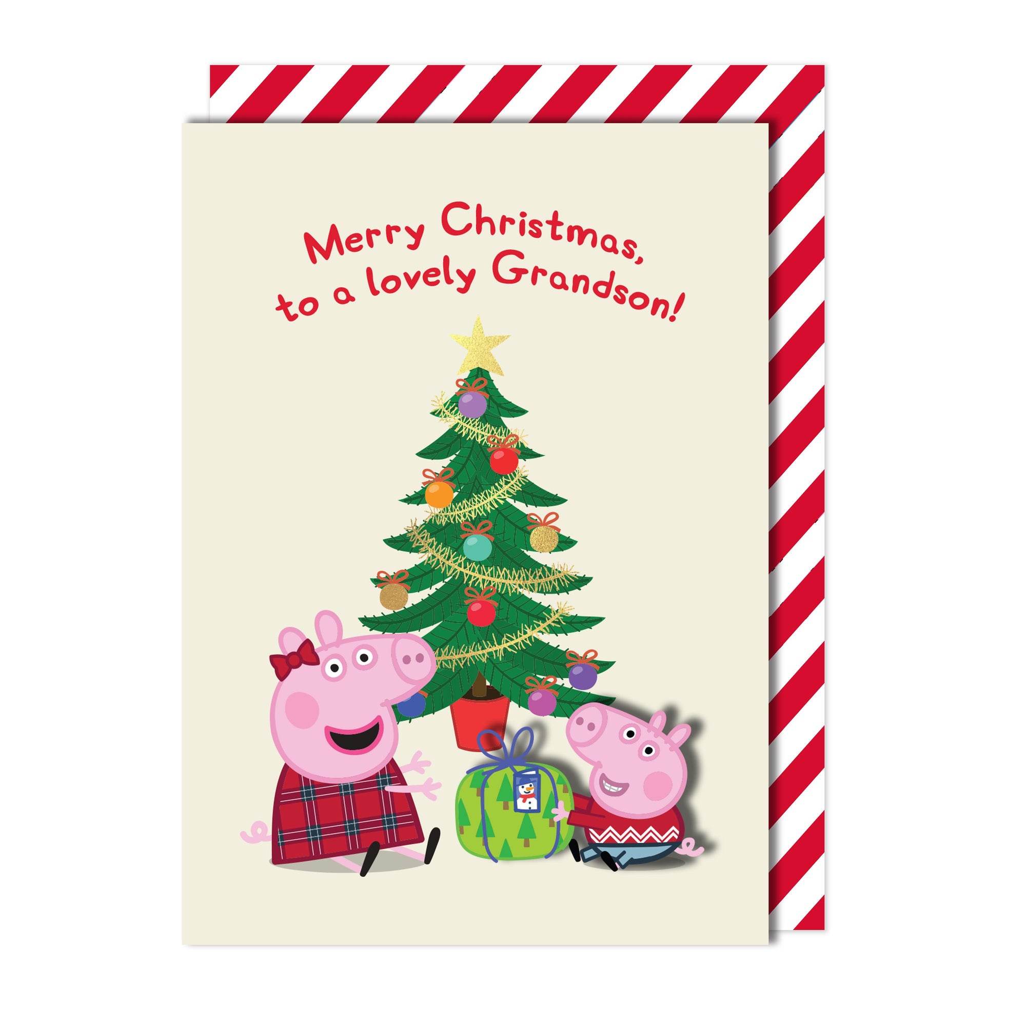 Happy Christmas Lovely Grandson! Peppa Pig Handmade Greeting Card