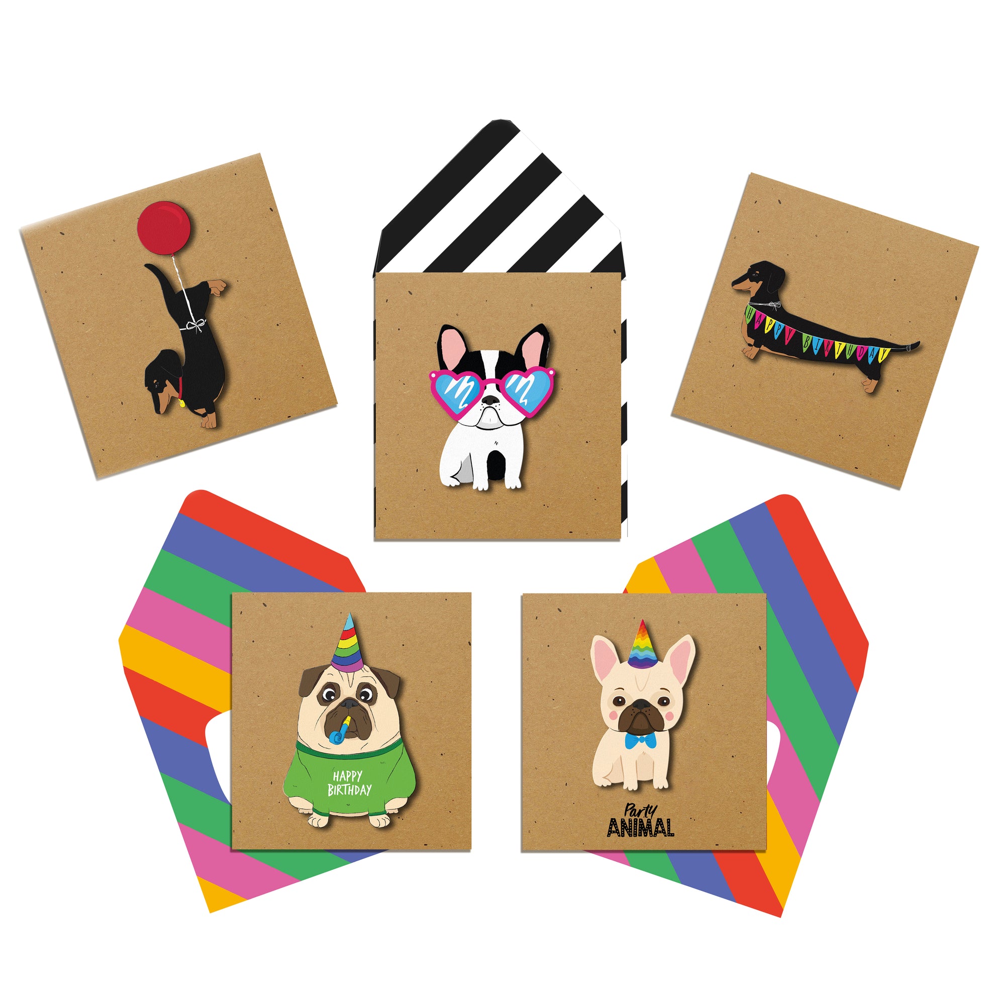 Paw-some Pooches - Bundle of 5 Handmade Greeting Cards