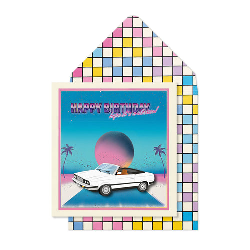 Classic Birthday White Car Greeting Card