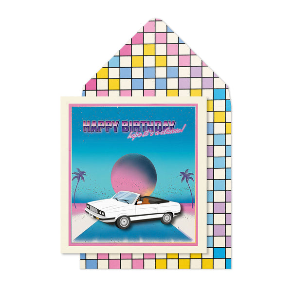 Classic Birthday White Car Greeting Card