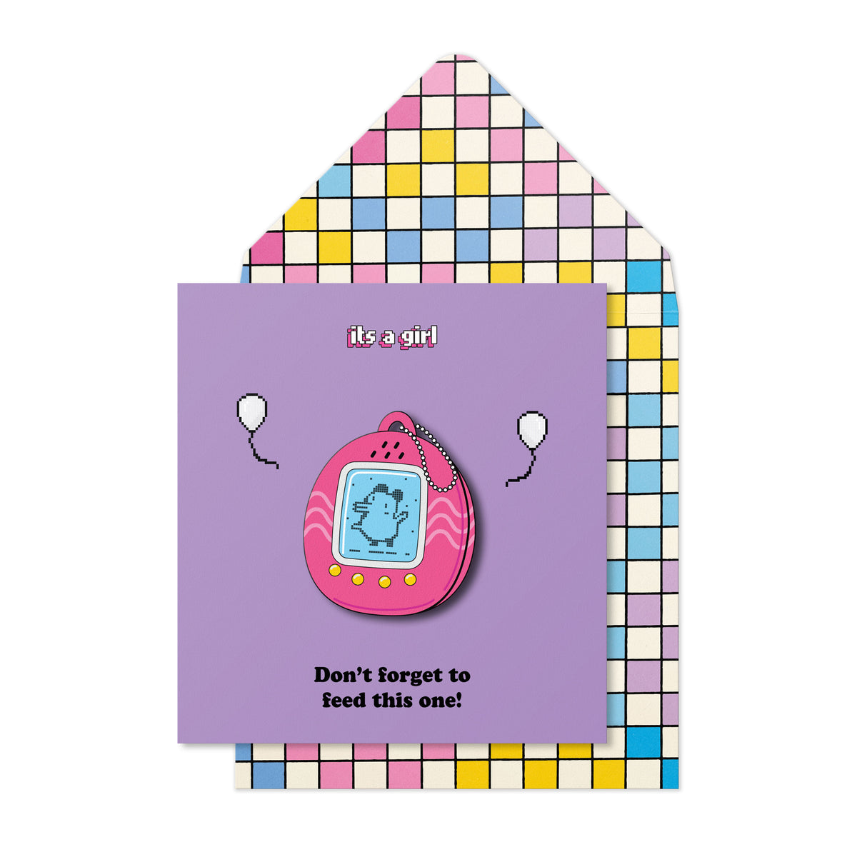 It's a Girl, Tamagotchi | Handmade Greeting Card
