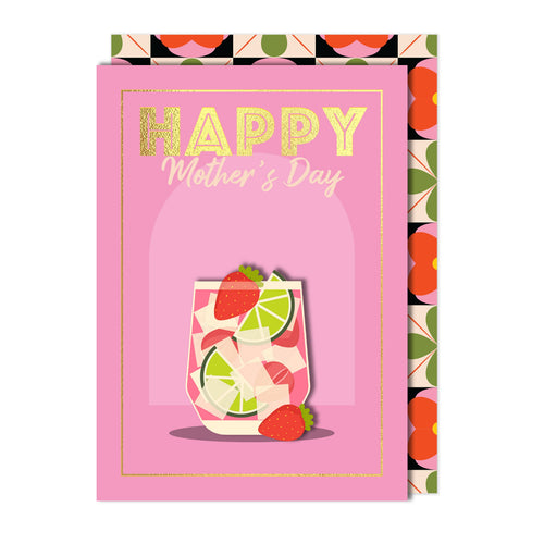 Happy Mothers Day, Strawberry Daiquiri Handmade Greeting Card