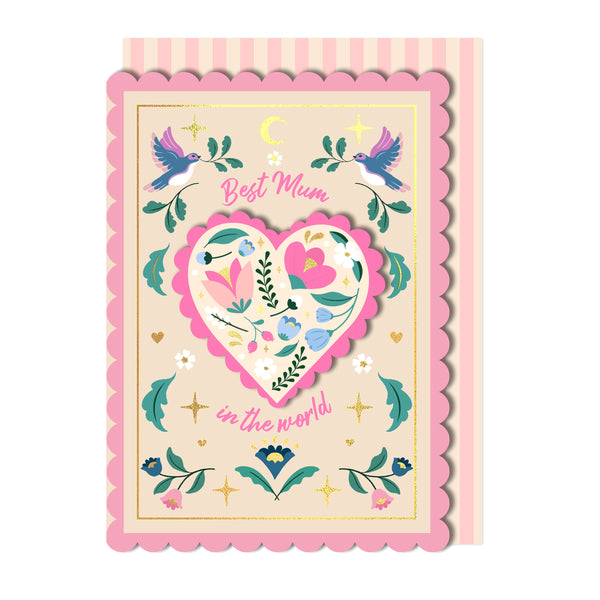 Best Mum In The World, Mothers Day Handmade Greeting Card