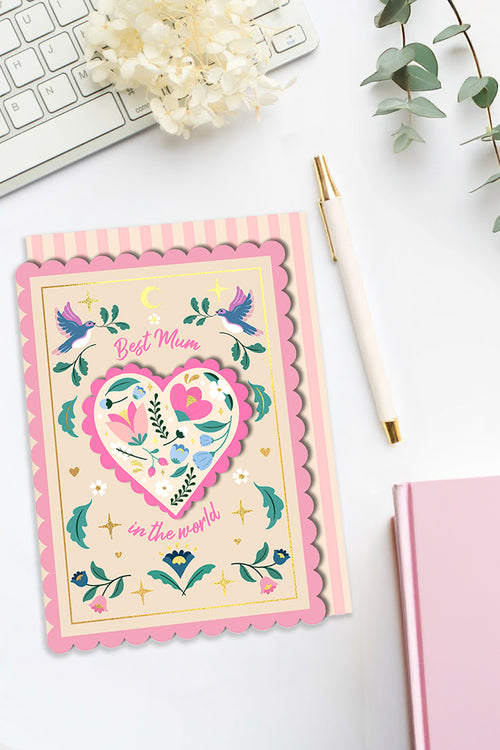 Best Mum In The World, Mothers Day Handmade Greeting Card