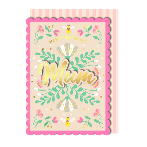 Happy Birthday Mum, Handmade Greeting Card