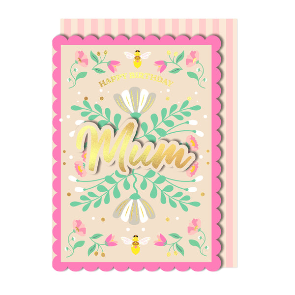Happy Birthday Mum, Handmade Greeting Card