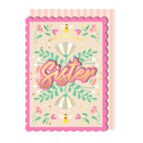 Happy Birthday Sister, Handmade Greeting Card