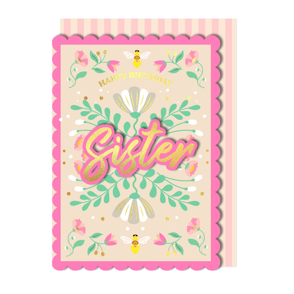 Happy Birthday Sister, Handmade Greeting Card